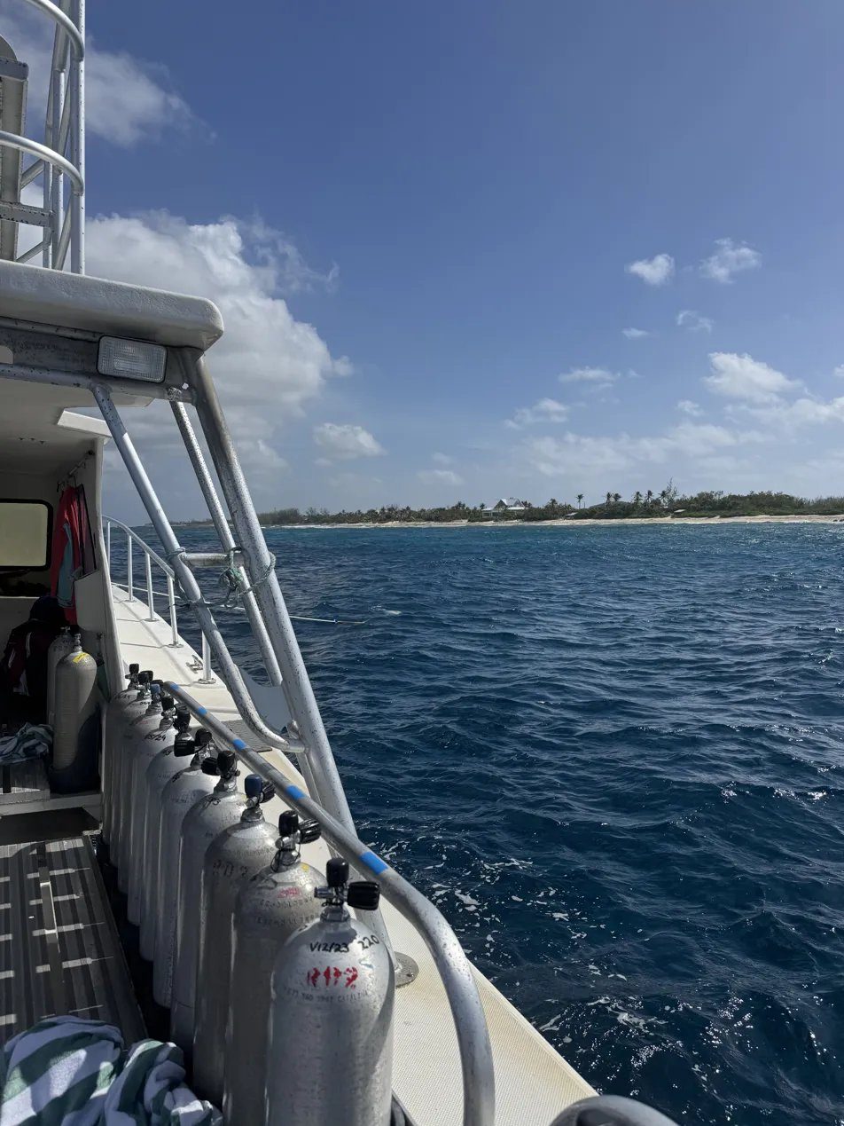 Dive boat tank row, Cayman.